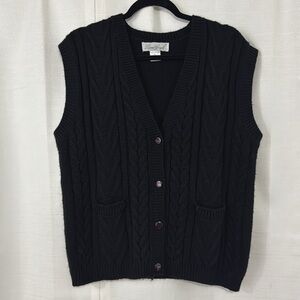 Laura Gayle Y2K Classic Preppy Look! Black Versatile Sweater Vest Sz L